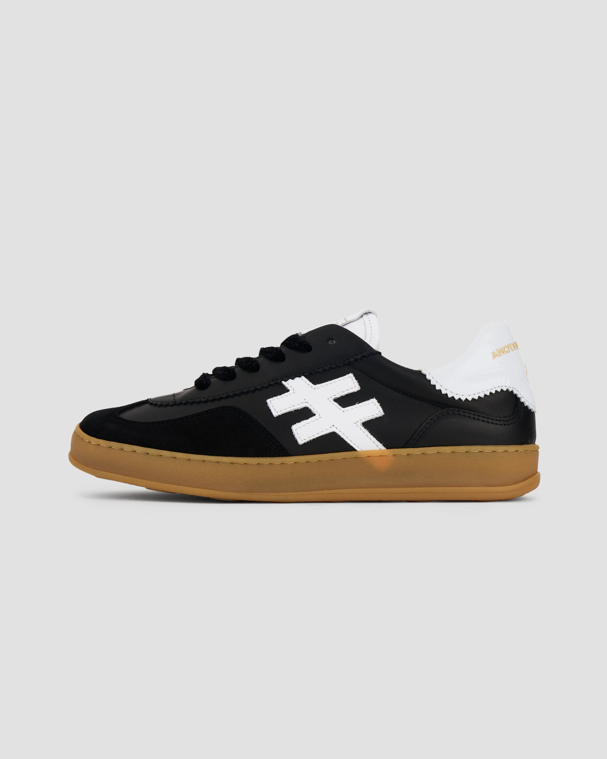 Another Trend A032V205 Black Trainers with White Heel & Logo