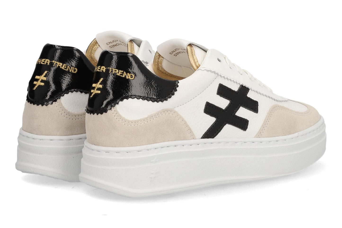 Another Trend A0353100 White, Black & Grey Thick Sole Trainers