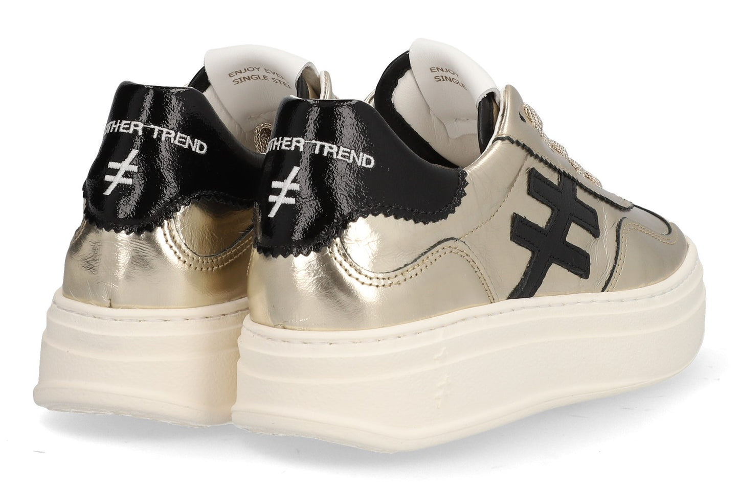 Another Trend A035M343 Platino Gold & Black Logo Thick Sole Trainers