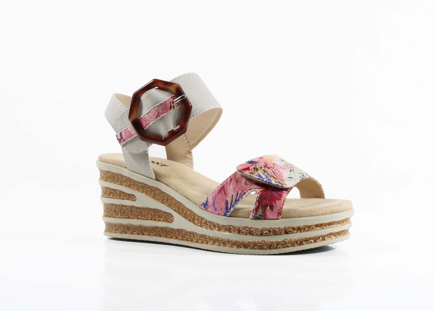 Susst ALANAH26 Floral Multi PU Velcro Strap Wedge Sandals