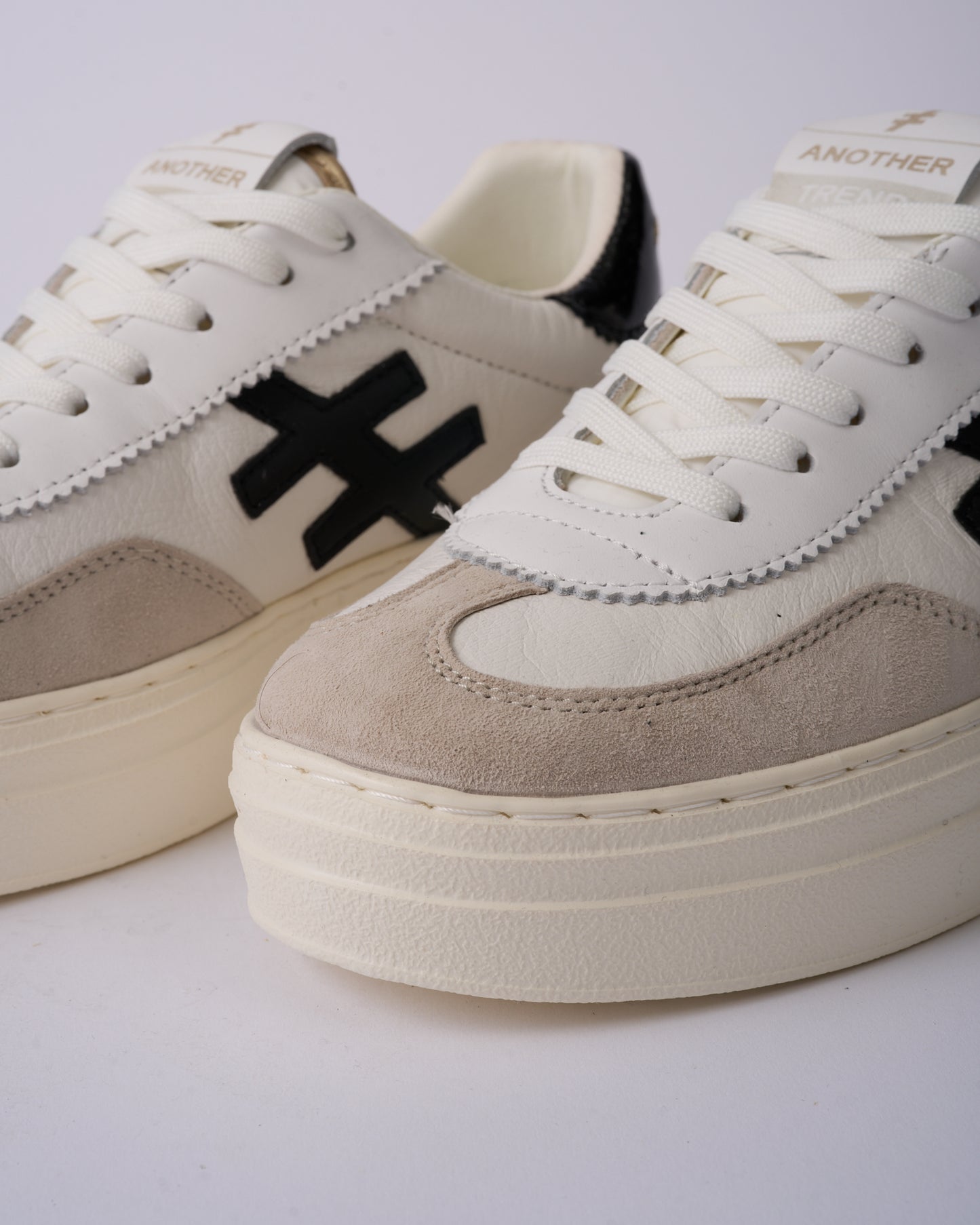 Another Trend A0353100 White, Black & Grey Thick Sole Trainers