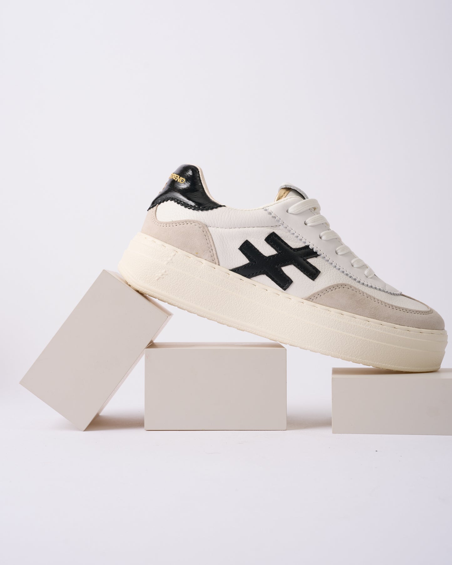 Another Trend A0353100 White, Black & Grey Thick Sole Trainers