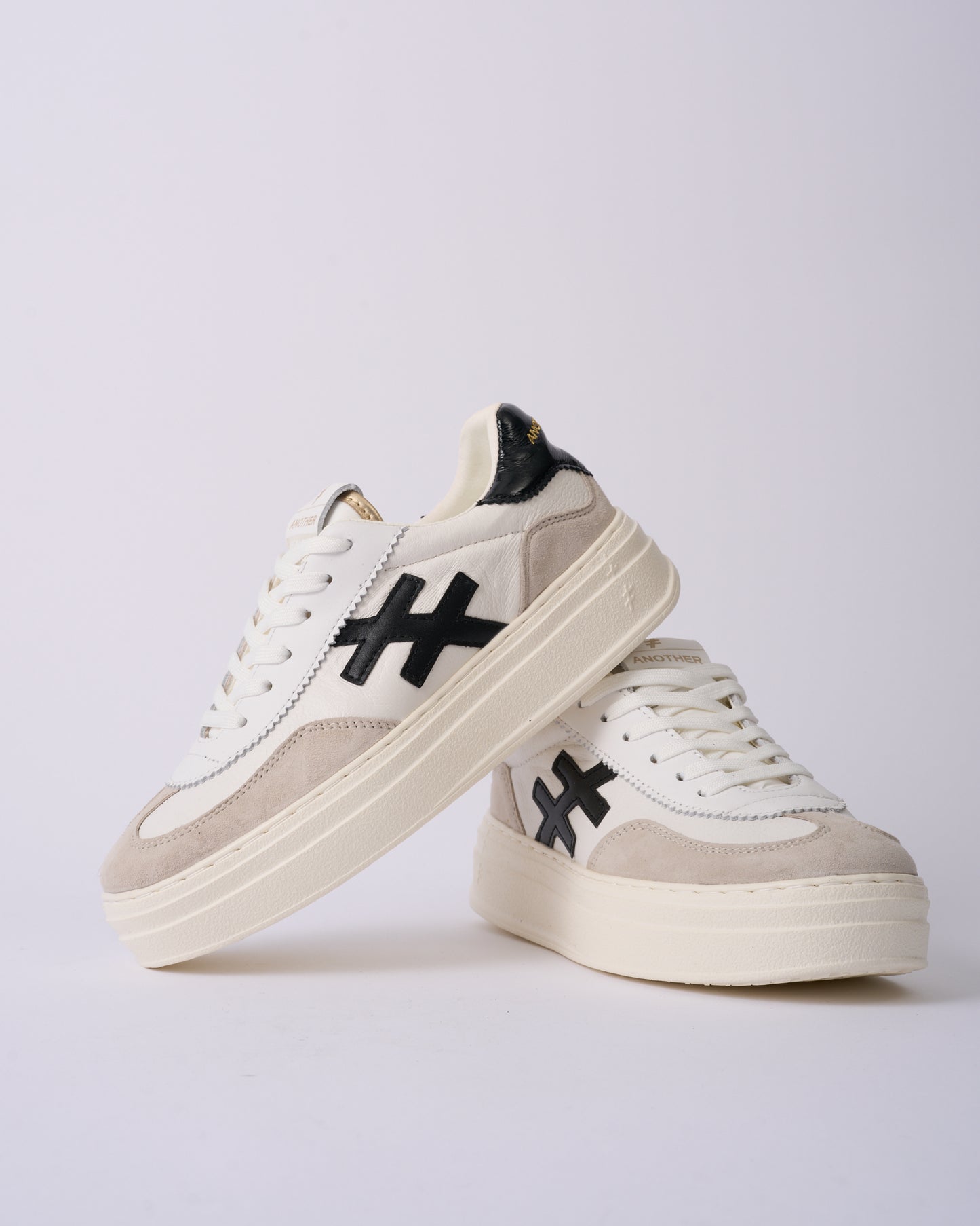 Another Trend A0353100 White, Black & Grey Thick Sole Trainers