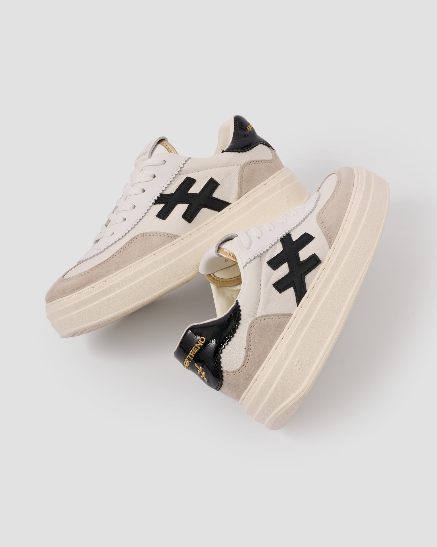 Another Trend A0353100 White, Black & Grey Thick Sole Trainers