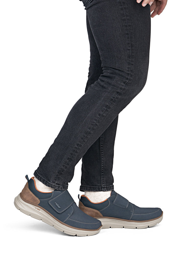 Rieker B1854-14 Navy & Tan Velcro Shoes