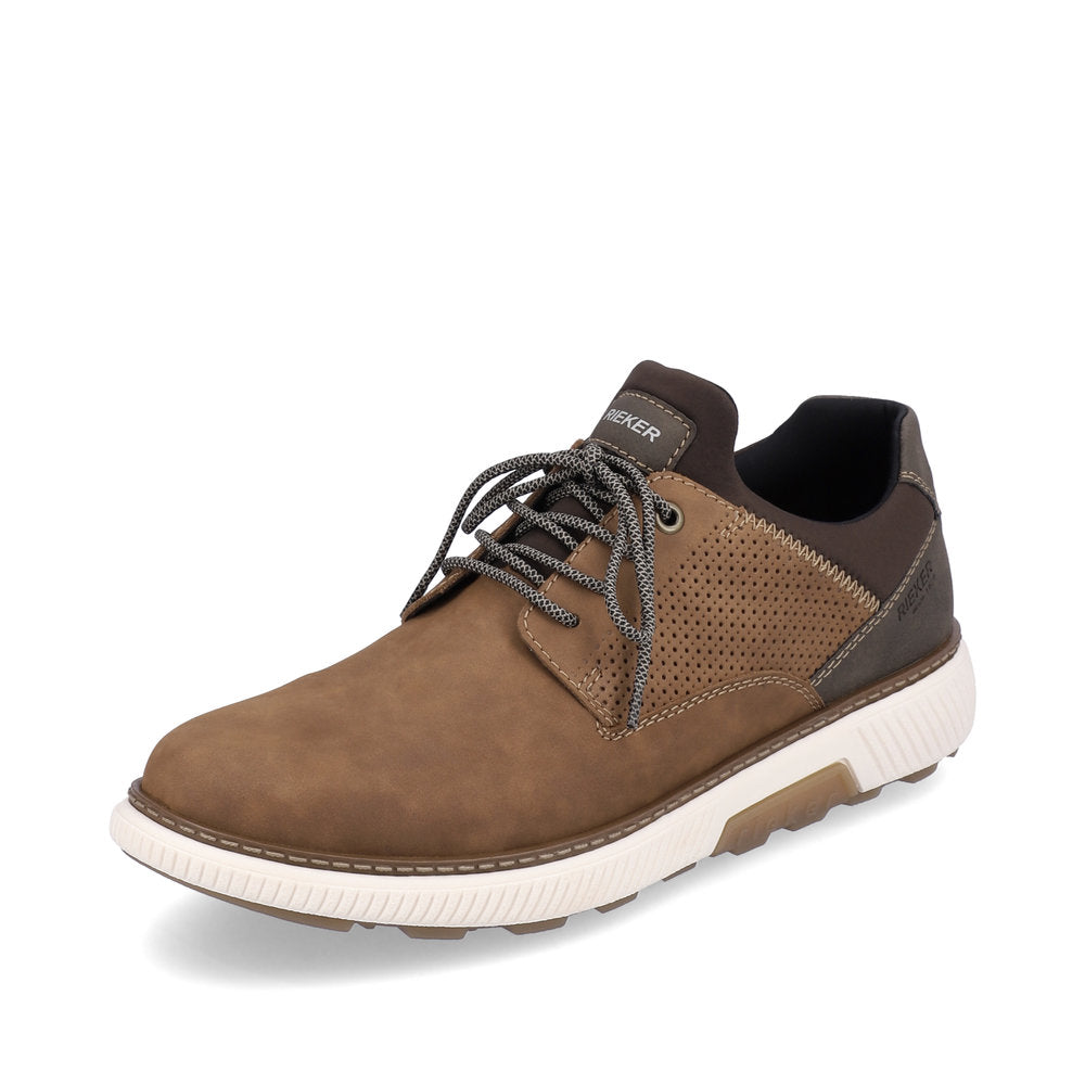 Rieker B3355-24 Brown Suede Shoes with Dark Brown Heel