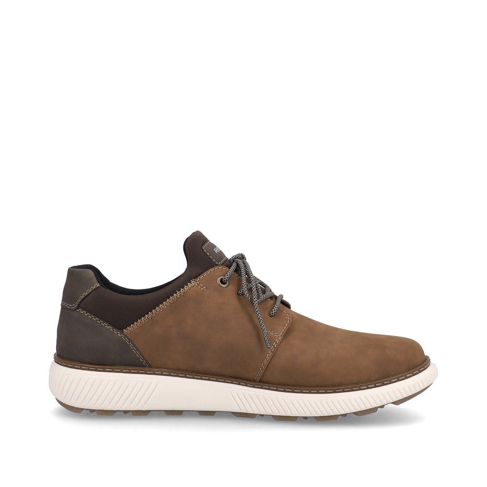 Rieker B3355-24 Brown Suede Shoes with Dark Brown Heel