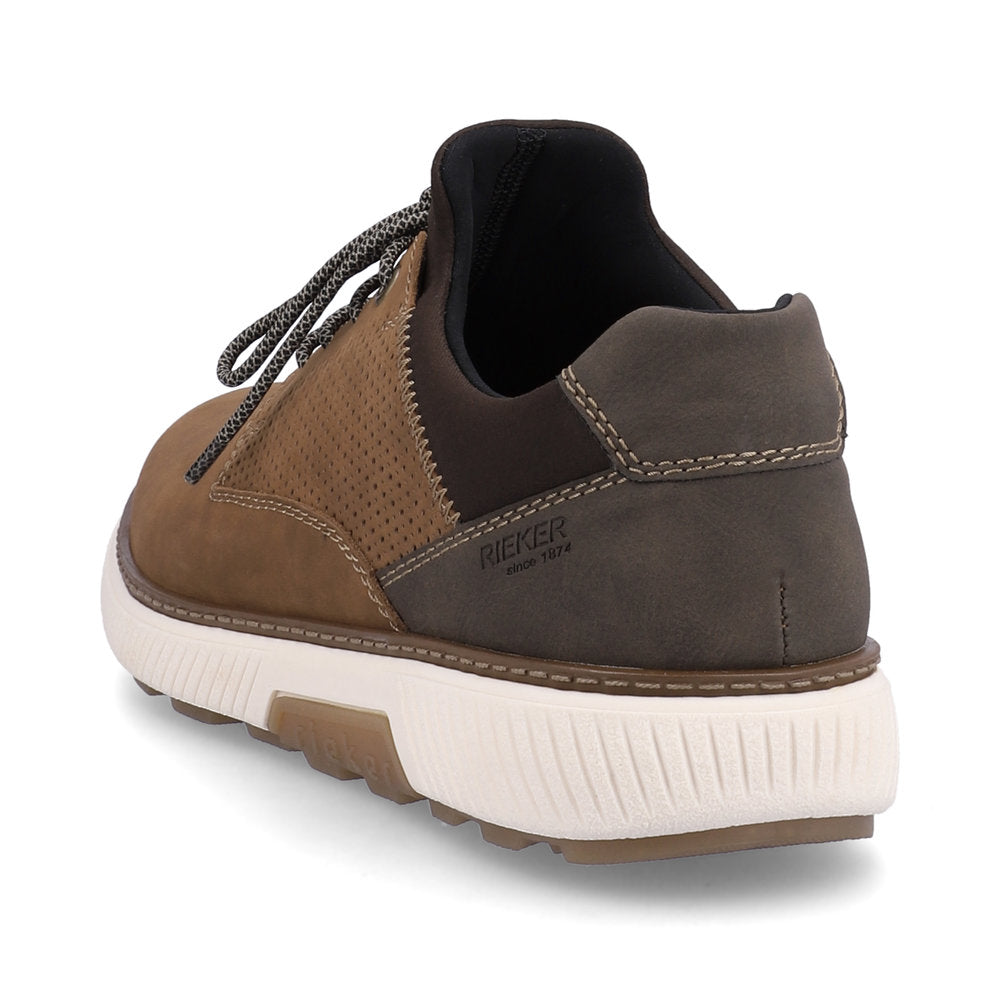 Rieker B3355-24 Brown Suede Shoes with Dark Brown Heel