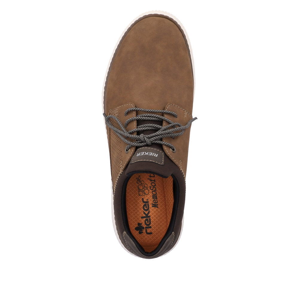 Rieker B3355-24 Brown Suede Shoes with Dark Brown Heel