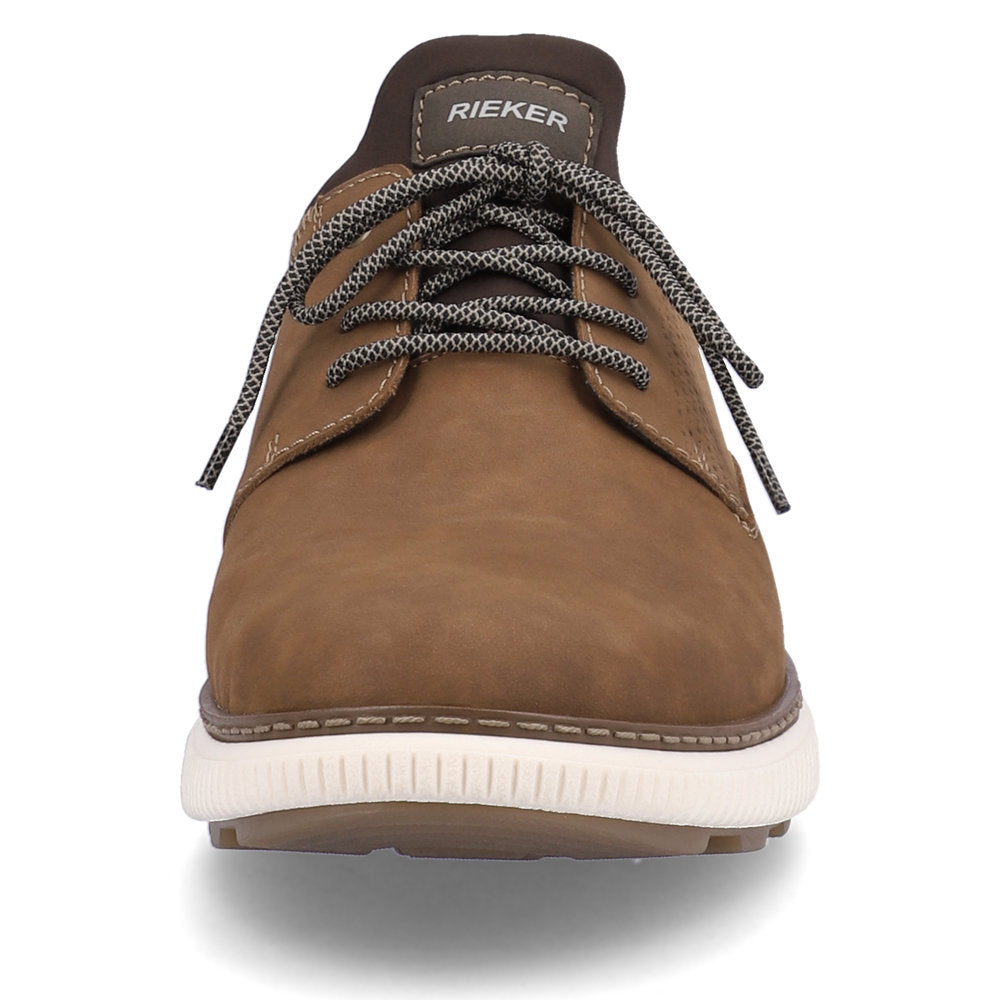 Rieker B3355-24 Brown Suede Shoes with Dark Brown Heel
