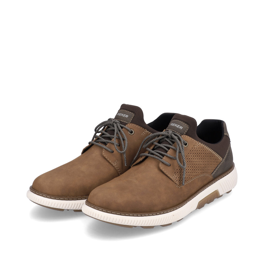 Rieker B3355-24 Brown Suede Shoes with Dark Brown Heel