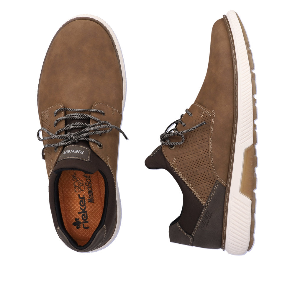 Rieker B3355-24 Brown Suede Shoes with Dark Brown Heel