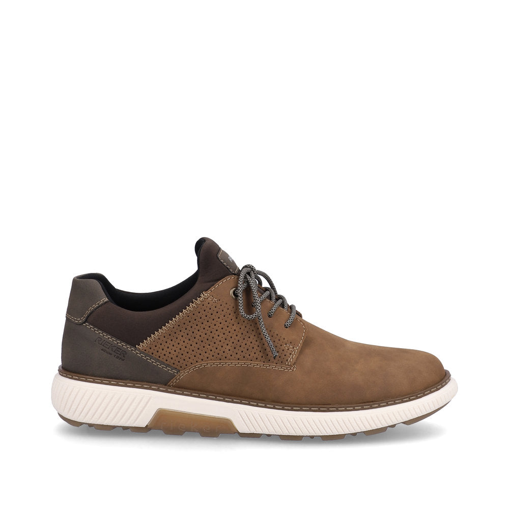 Rieker B3355-24 Brown Suede Shoes with Dark Brown Heel