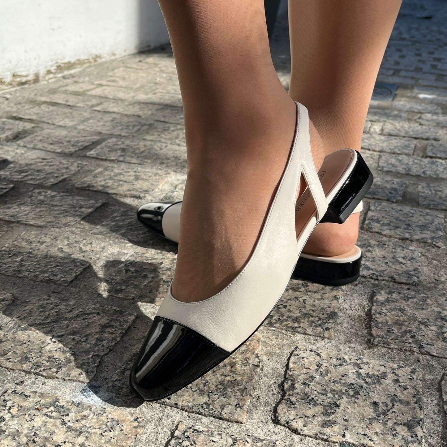 Peter Kaiser 9-79440-44-134 Off White & Black Slingback Shoes