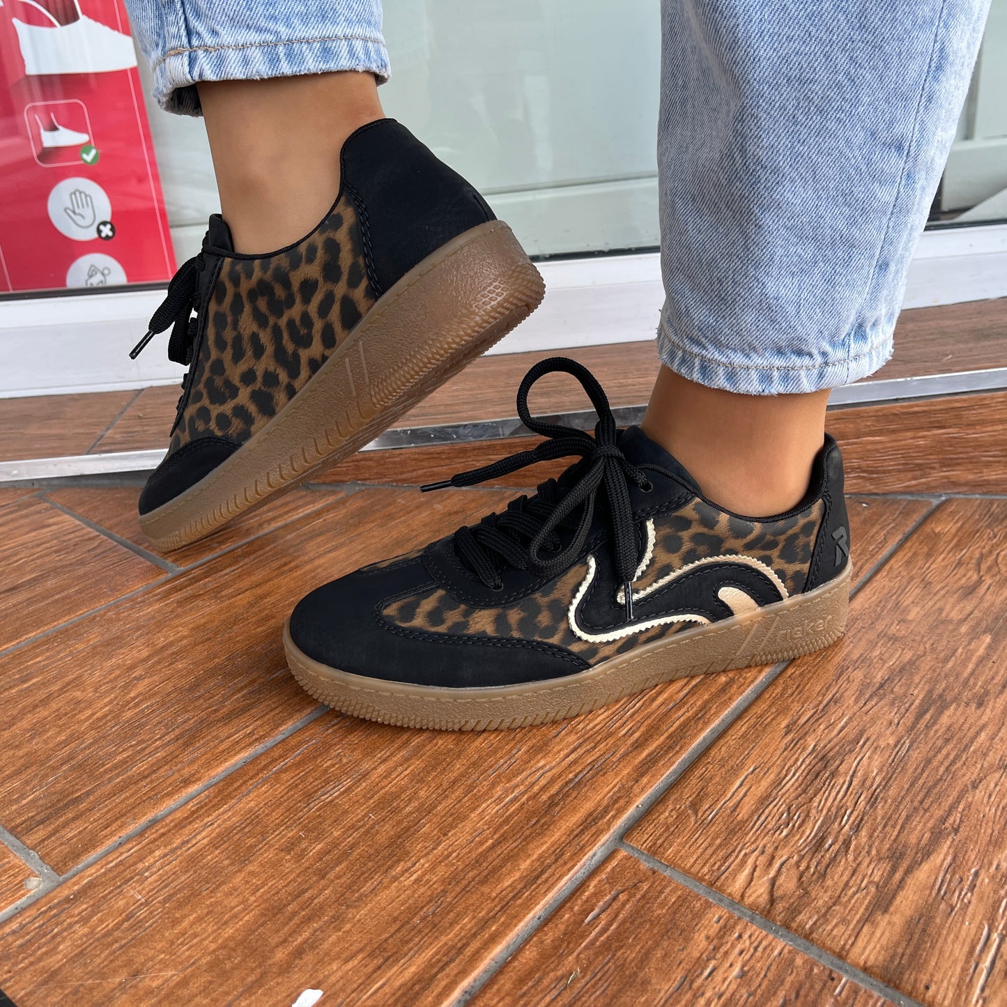 Rieker Soft M5512-90 Leopard Print Lace Trainers
