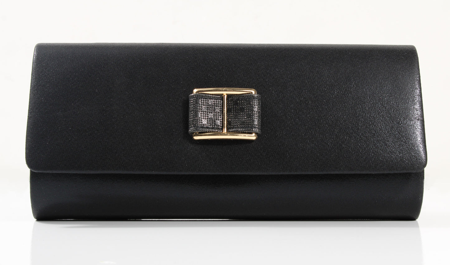 Cocco Ritz BG1032 Black Met Fabric Glitter Bow Trim Handbag