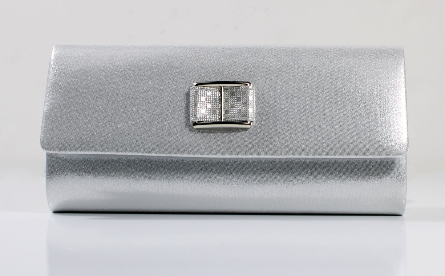 Cocco Ritz BG1032 Silver Met Fabric Glitter Bow Trim Handbag