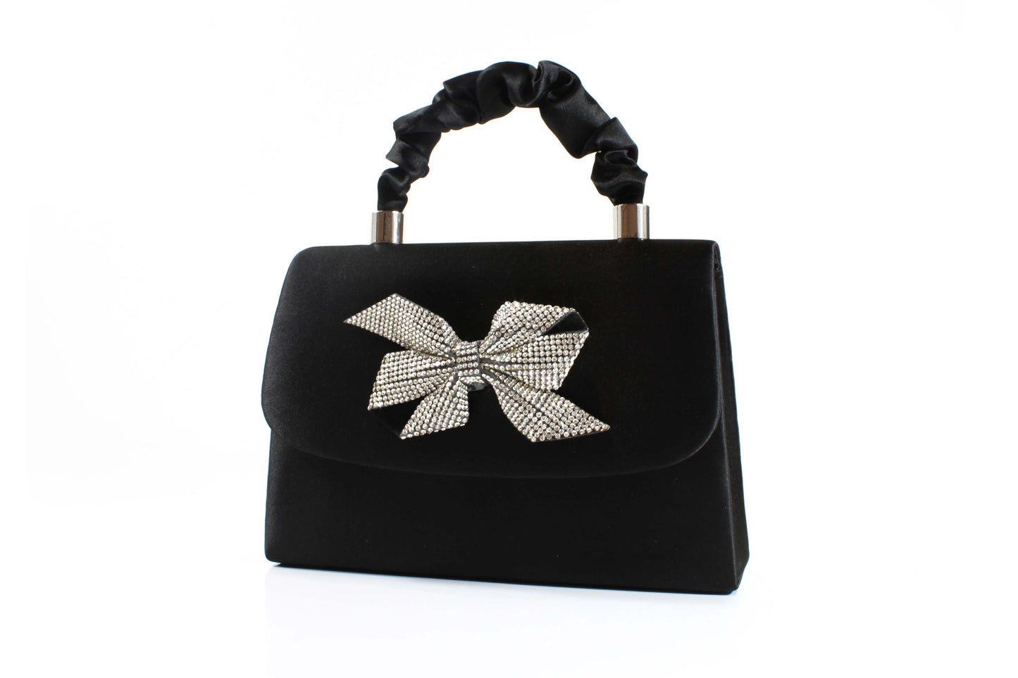 Cocco Ritz BG1042 Black Satin Ruffle Handle Handbag