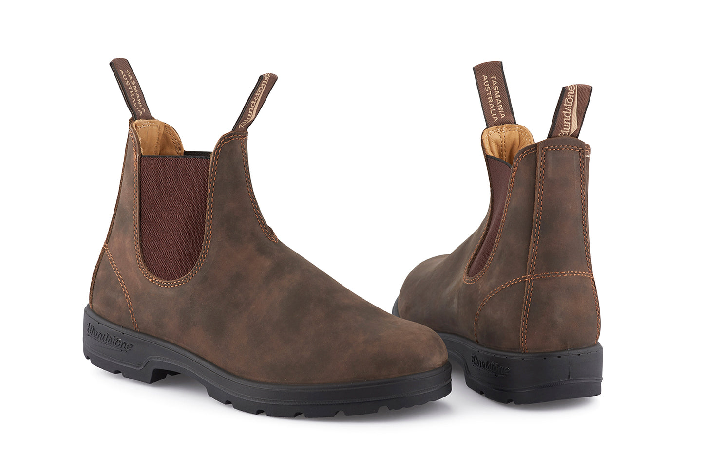 Blundstone 585 Rustic Brown Elastic Sided Chelsea Boots Sizes 8-12