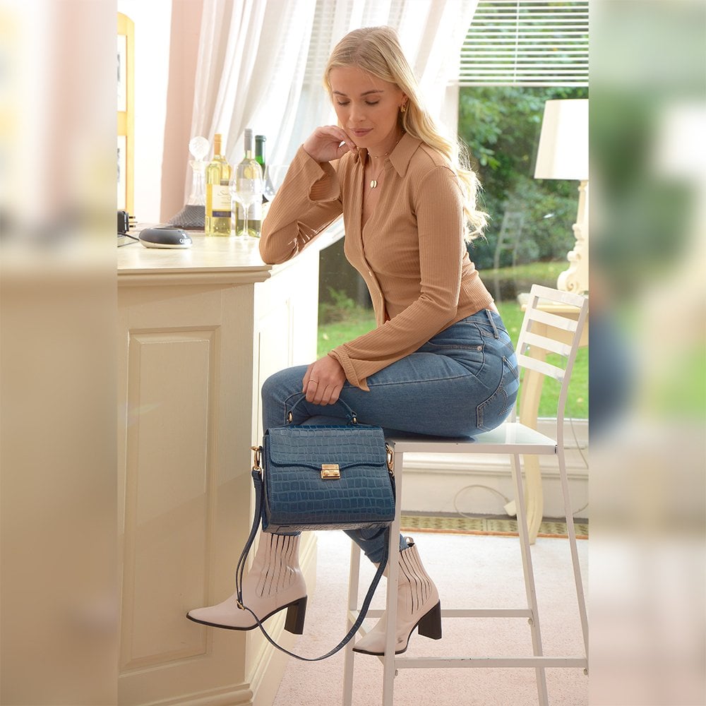 Ashwood Leather C-55 Teal Leather Handbag