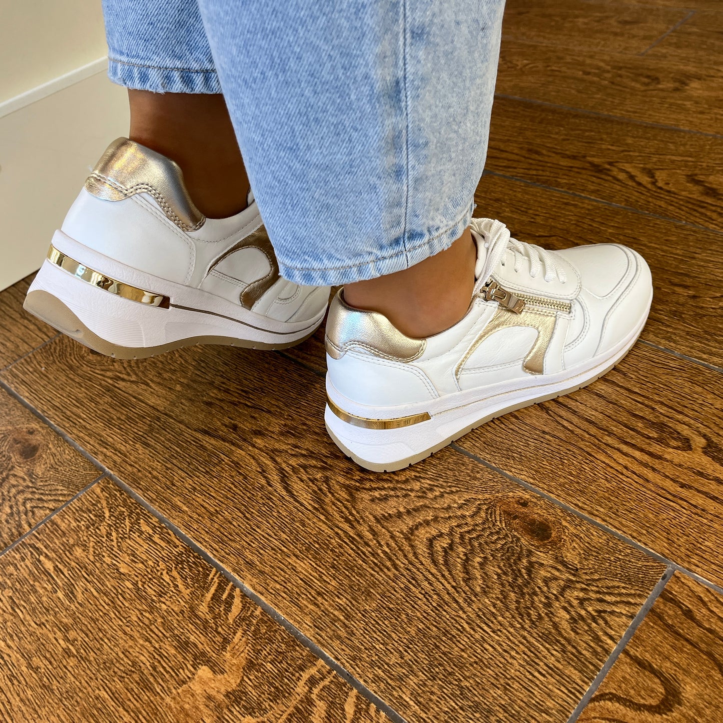 Caprice 9-23300-44-137 White & Light Gold Sneakers