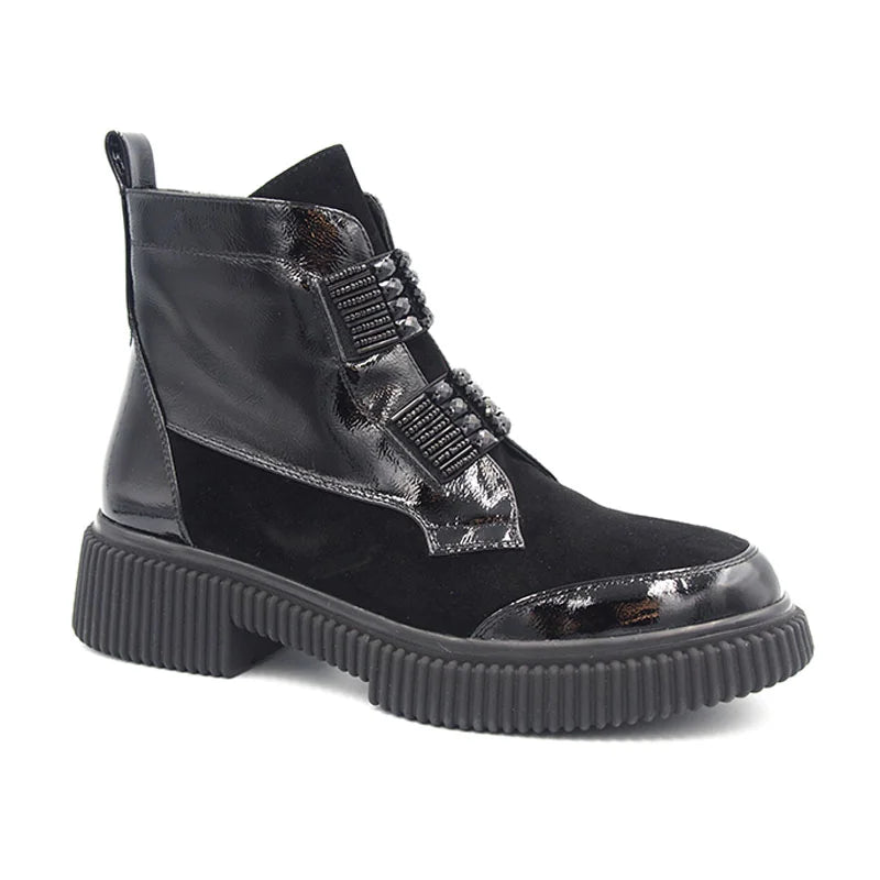 Loretta Vitale C2439137 Black Patent & Suede Ankle Boots