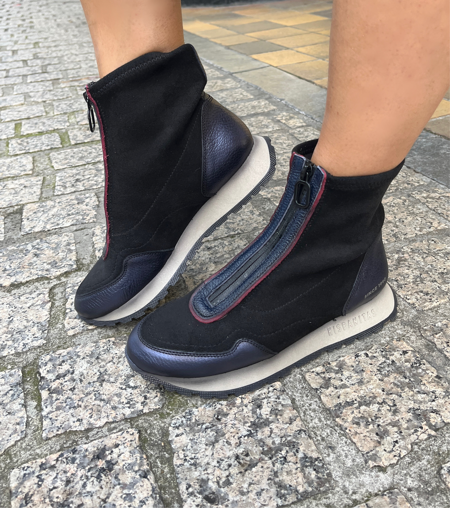 Hispanitas HI254354 Midnight Navy & Black Boots with Front Zip