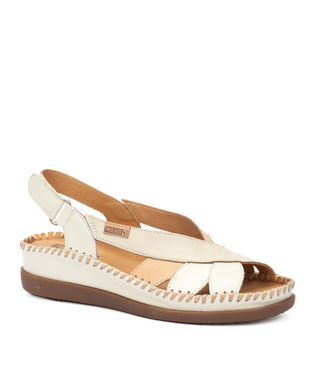 Pikolinos CADAQUES W8K-0657C1 Nata Cream Beige Multi & Gold Slingback Sandals with Peep Toe