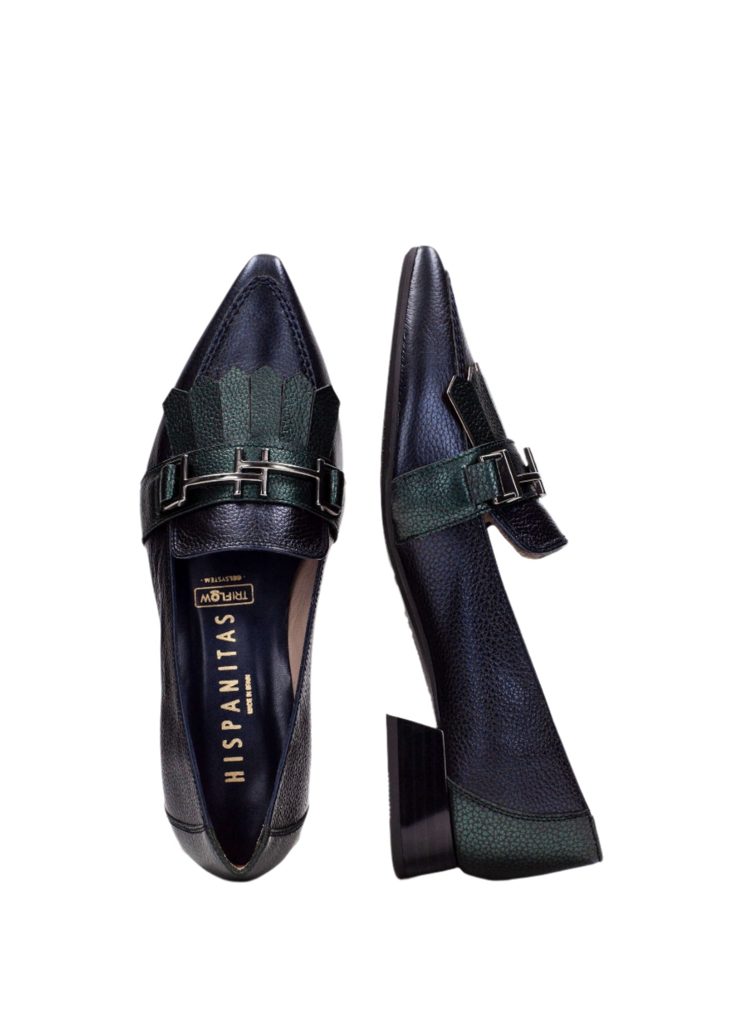 Hispanitas CHI243573 Midnight Navy & Forest Green Slip On Shoes