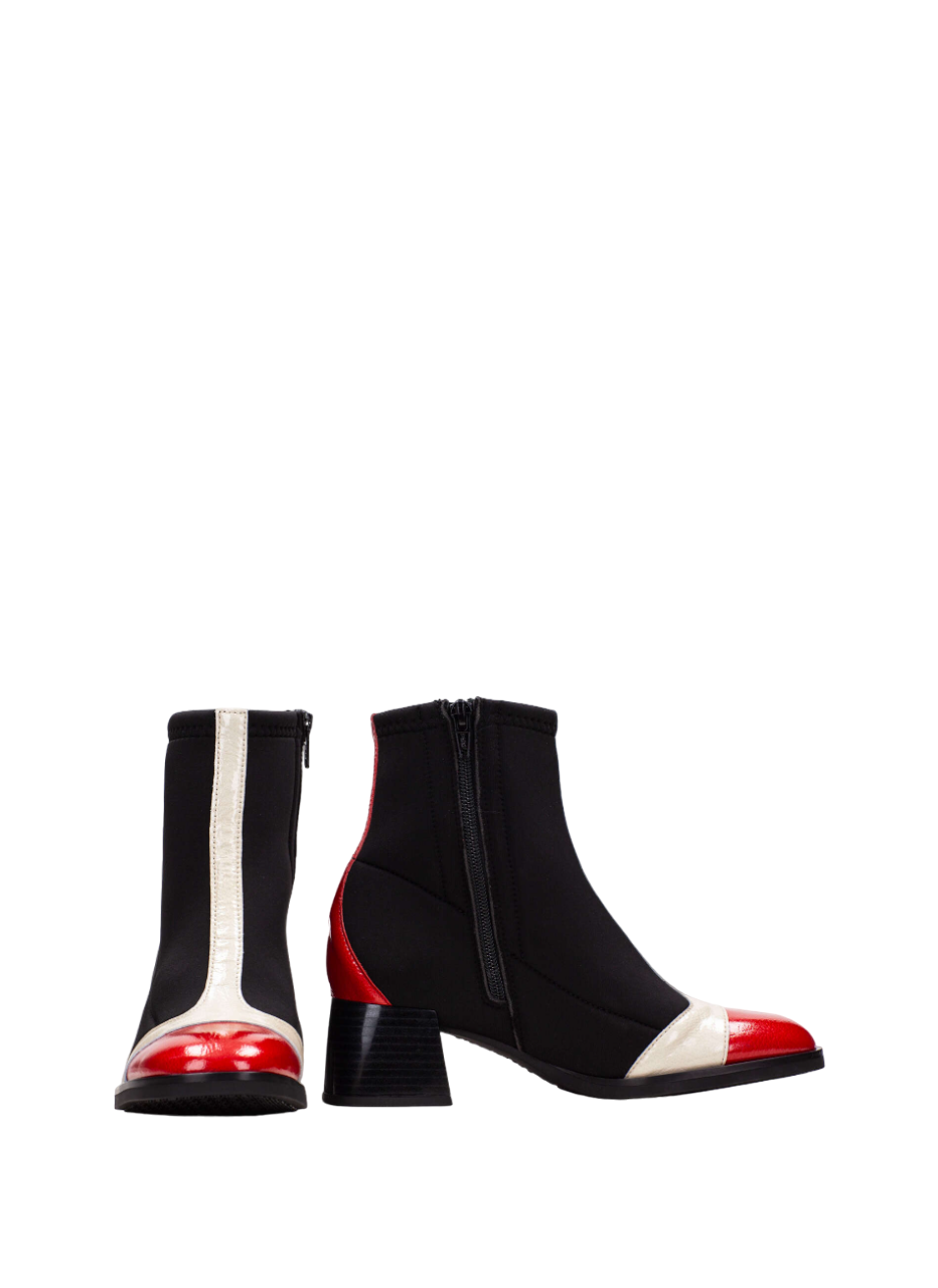 Hispanitas CHI243583 Milan Black, Red & Cream Combi Boots