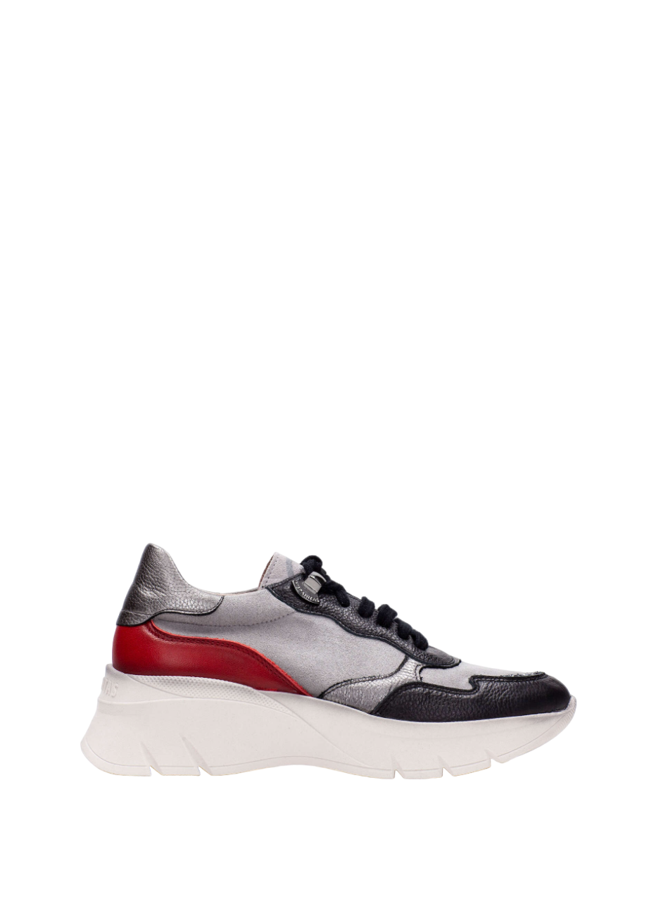 Hispanitas CHI243617 Grey, Silver, Black, Red & White Combi Sneakers