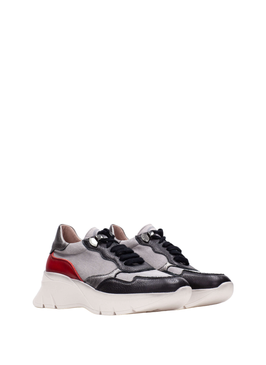 Hispanitas CHI243617 Grey, Silver, Black, Red & White Combi Sneakers
