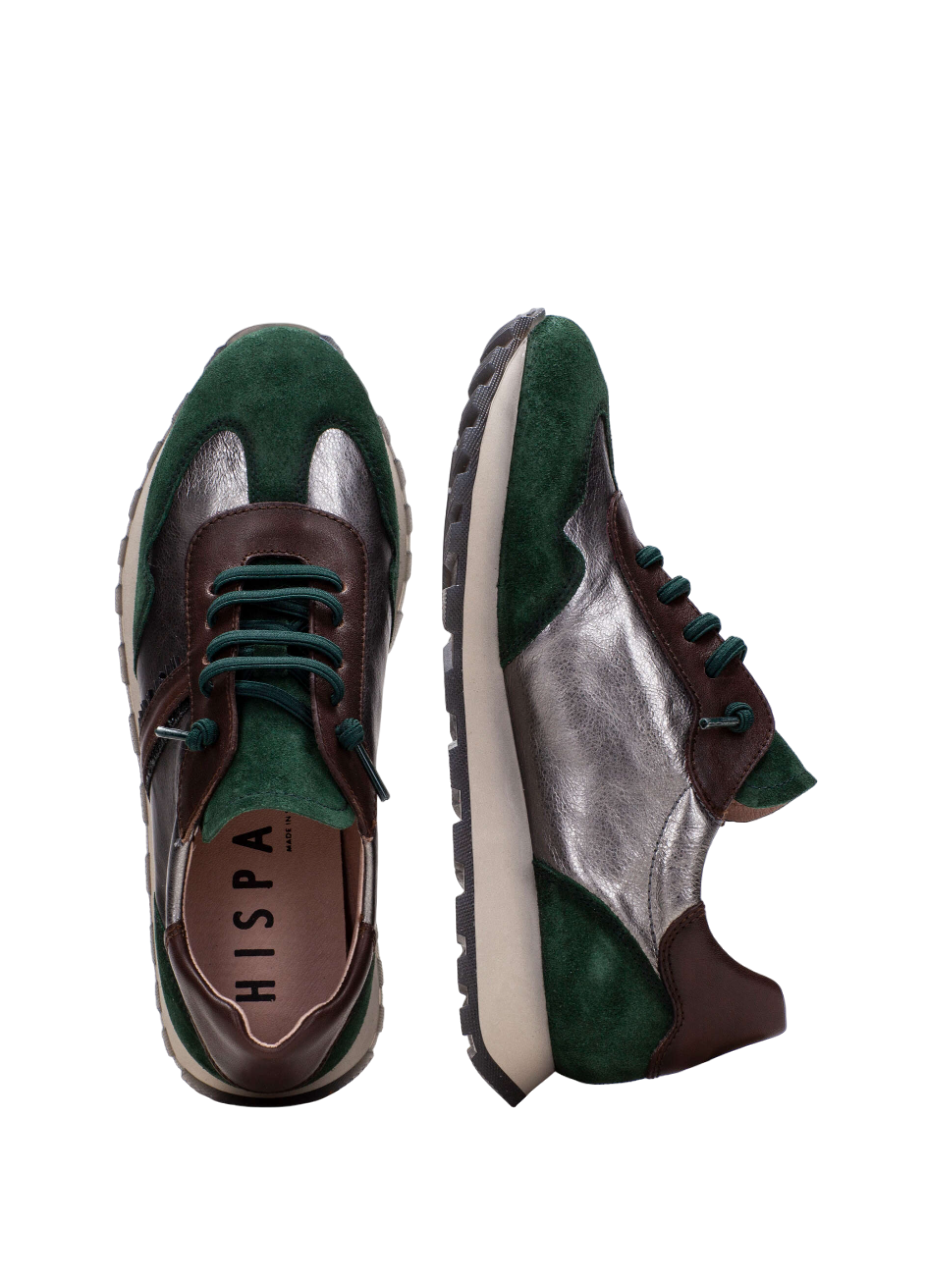 Hispanitas CHI243689 Silver, Green & Brown Combi Sneakers