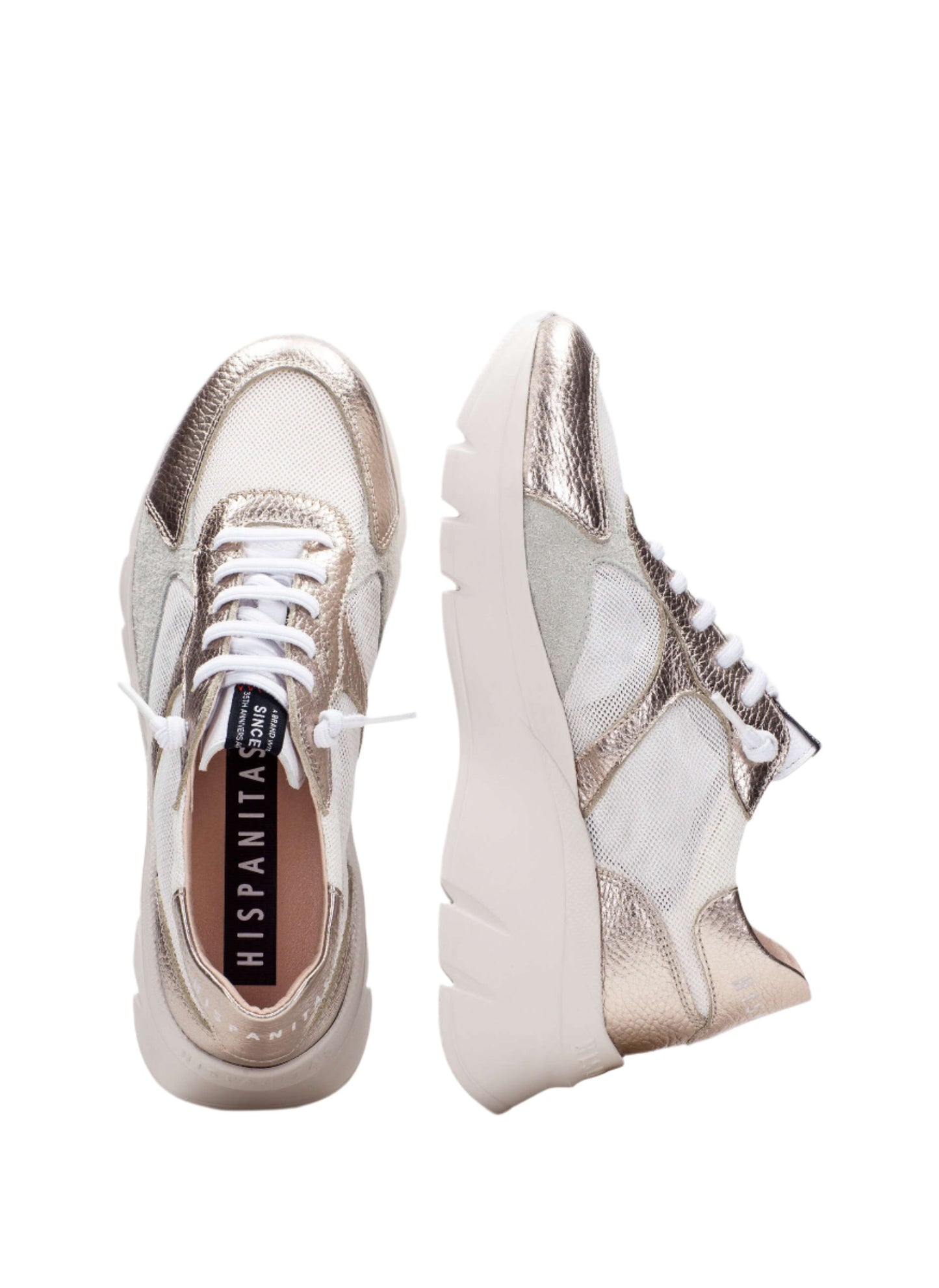Hispanitas CHV253819 Gold, White & Cream Sneakers