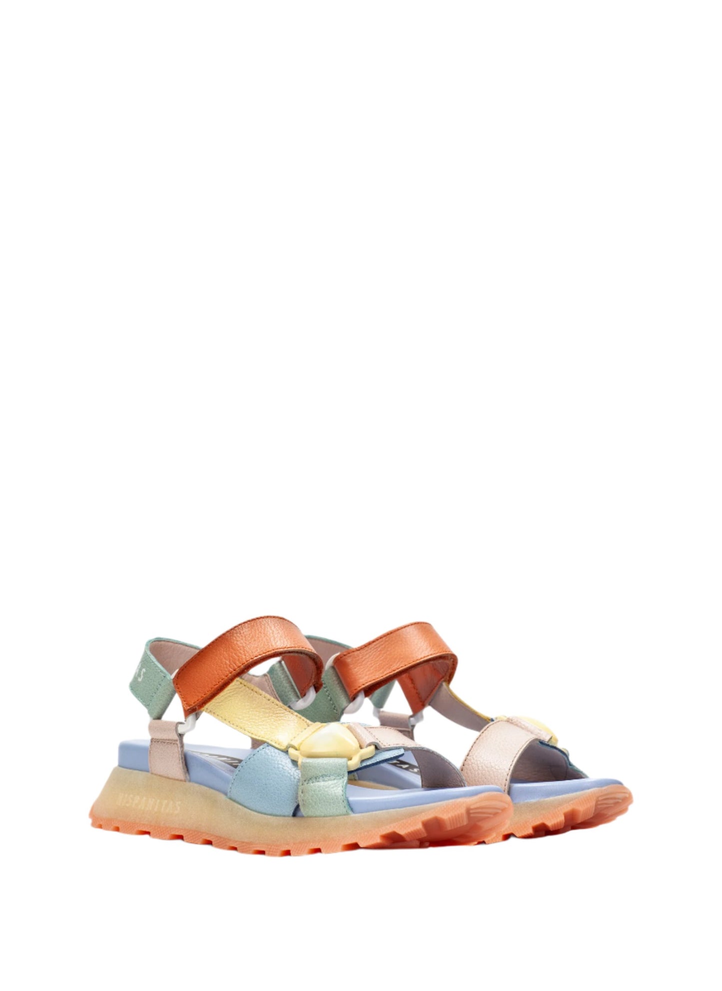 Hispanitas CHV253896 Eucalipto, Nude, Yellow, Coral & Blue Combi Velcro Sandals