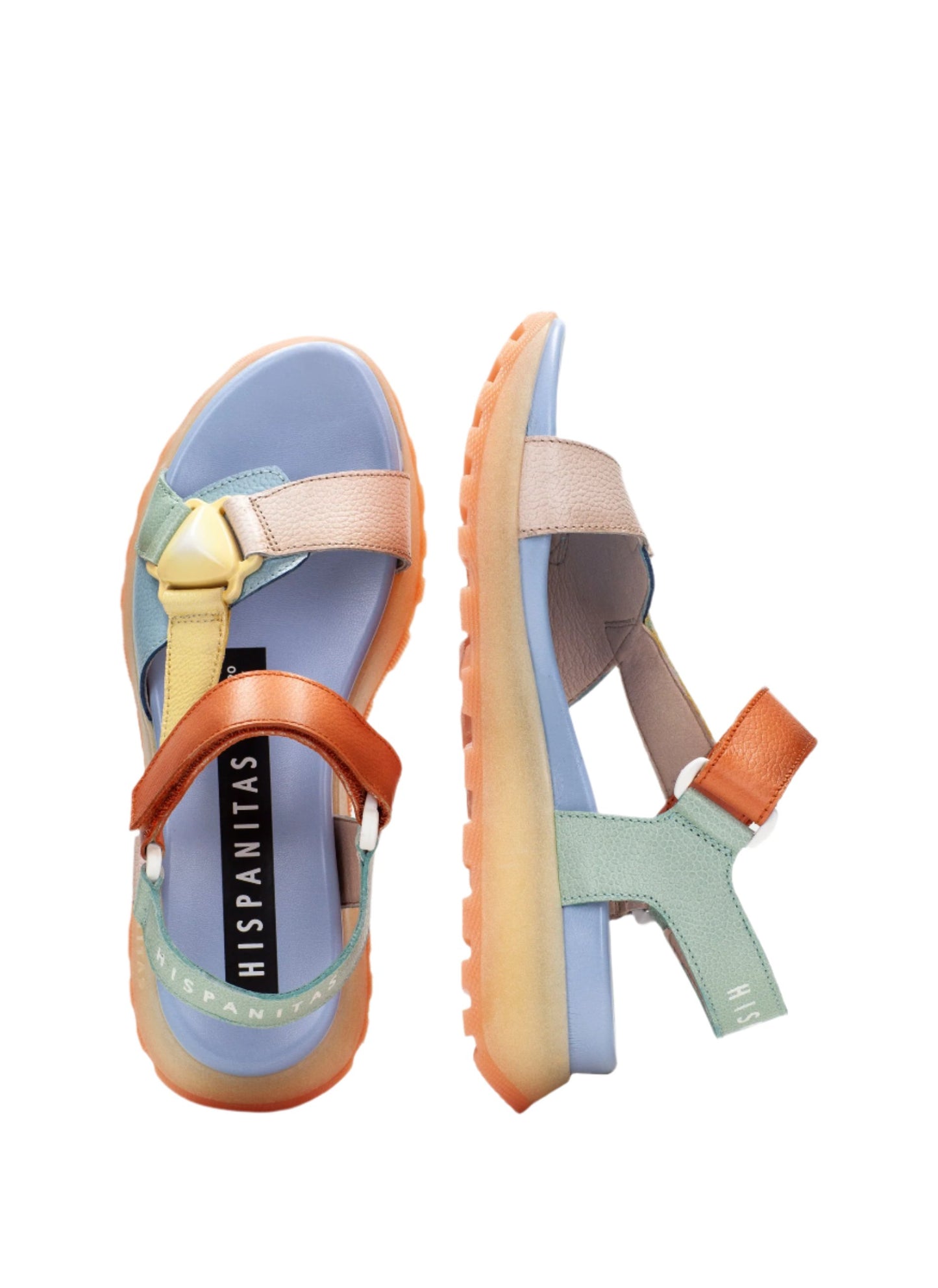 Hispanitas CHV253896 Eucalipto, Nude, Yellow, Coral & Blue Combi Velcro Sandals
