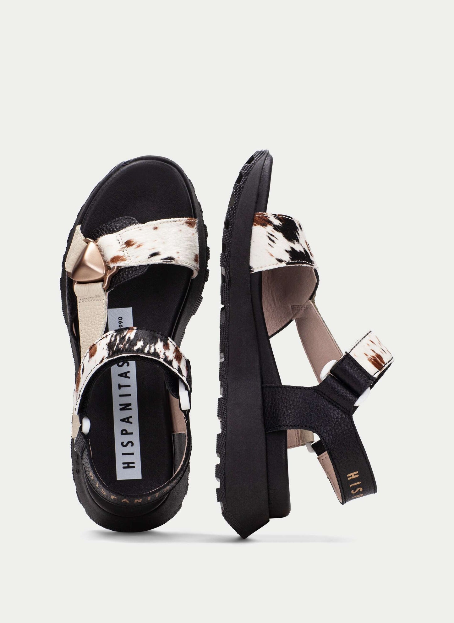Hispanitas CHV264807 Butter, Multi, Black Cow Print & Ecru Sandals