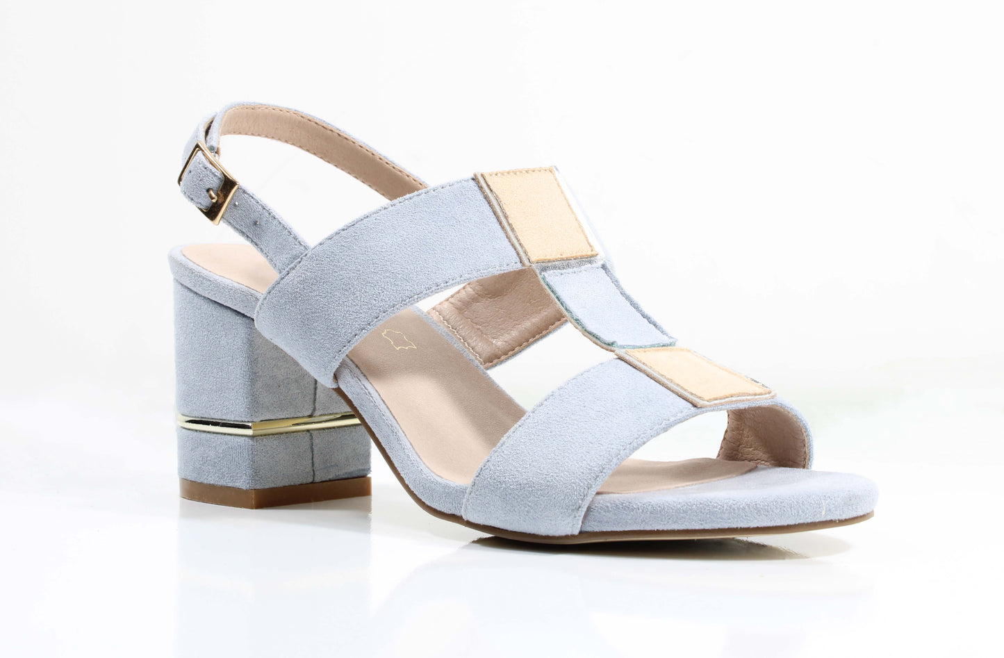 Cocco Ritz COCO1027 Light Blue Micro Block Heel Slingback Sandals
