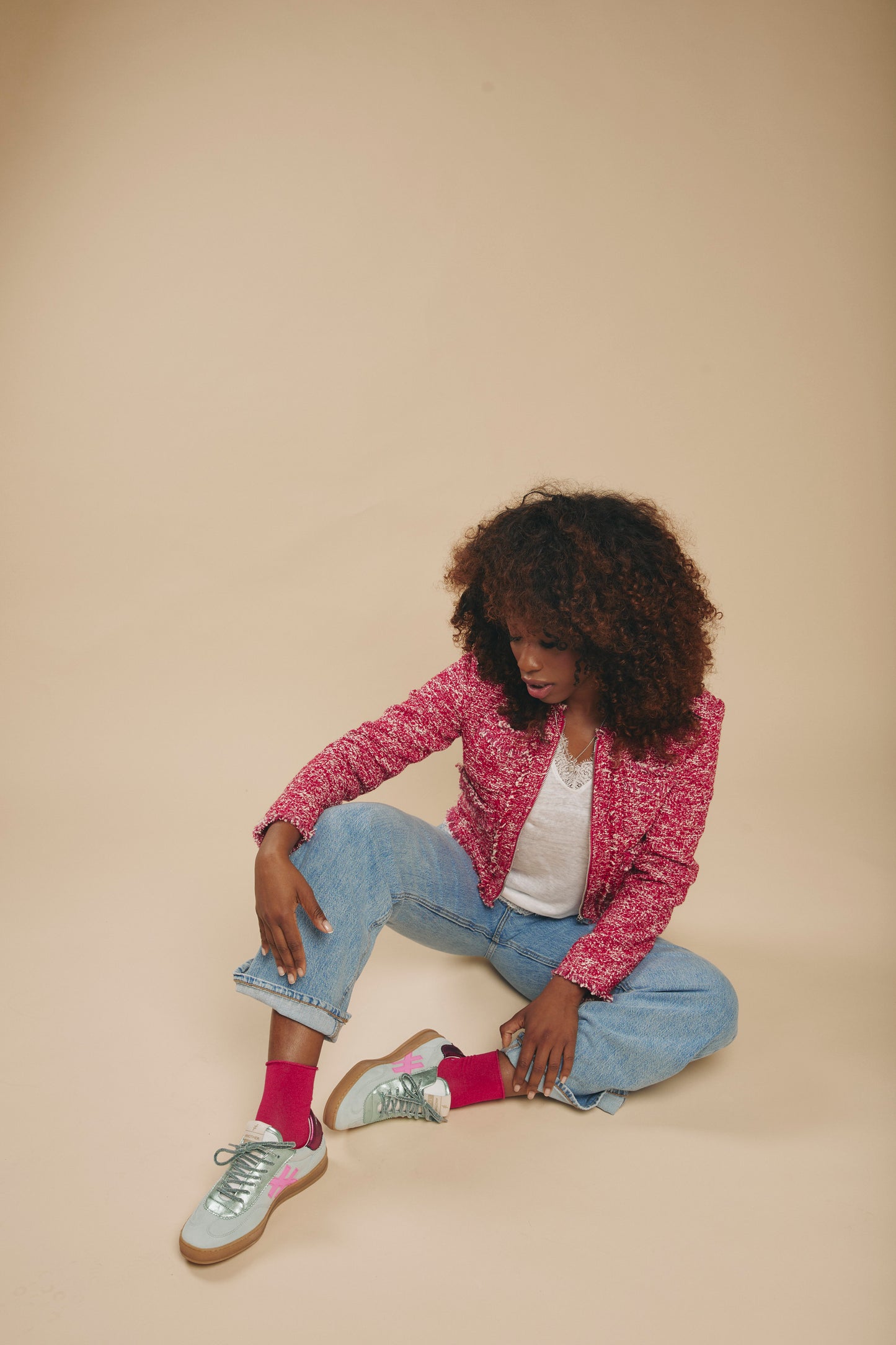 Another Trend A032M368 Mint Trainers with Pink Back
