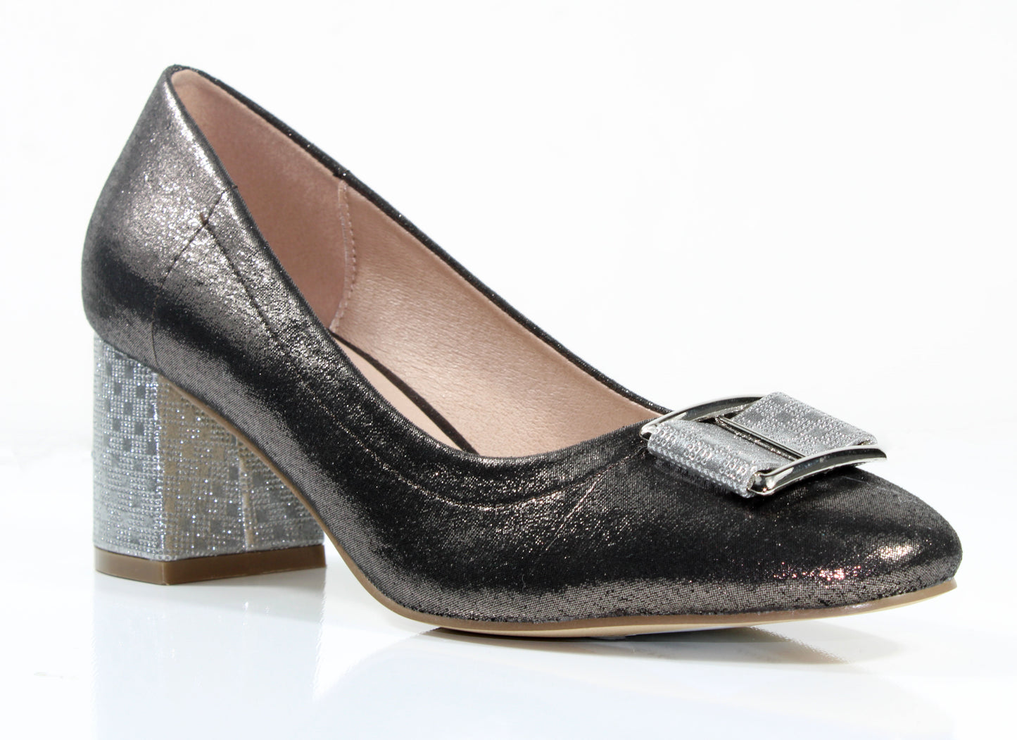 Cocco Ritz Coco1032 Bronze Pewter Met Fabric Glitter Heel Bow Trim Shoes