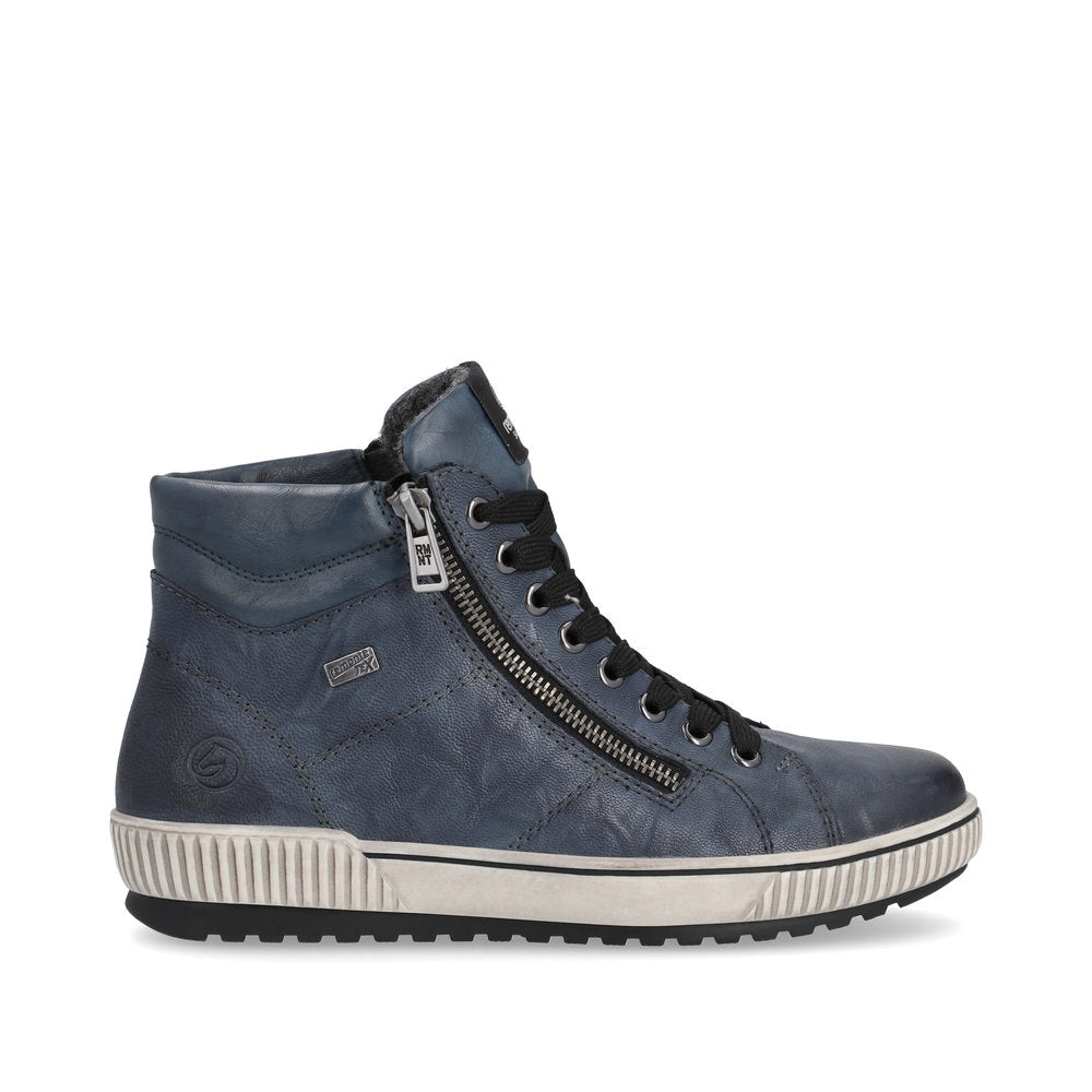 Remonte TEX D0772-14 Baltic Blue Ankle Boots with Lace & Zip