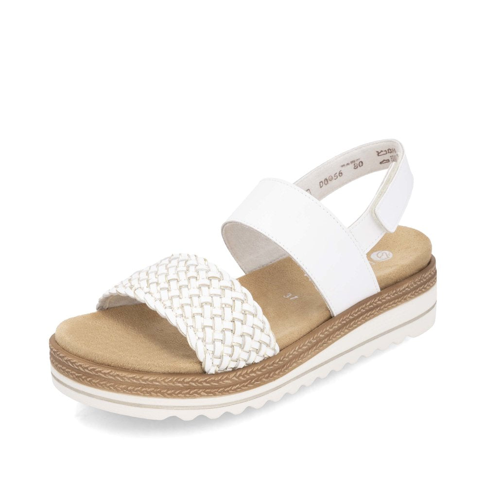 Remonte D0Q56-80 White & Gold Weave Combi Sandals with Slingback Strap