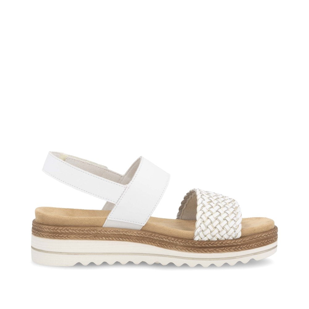 Remonte D0Q56-80 White & Gold Weave Combi Sandals with Slingback Strap