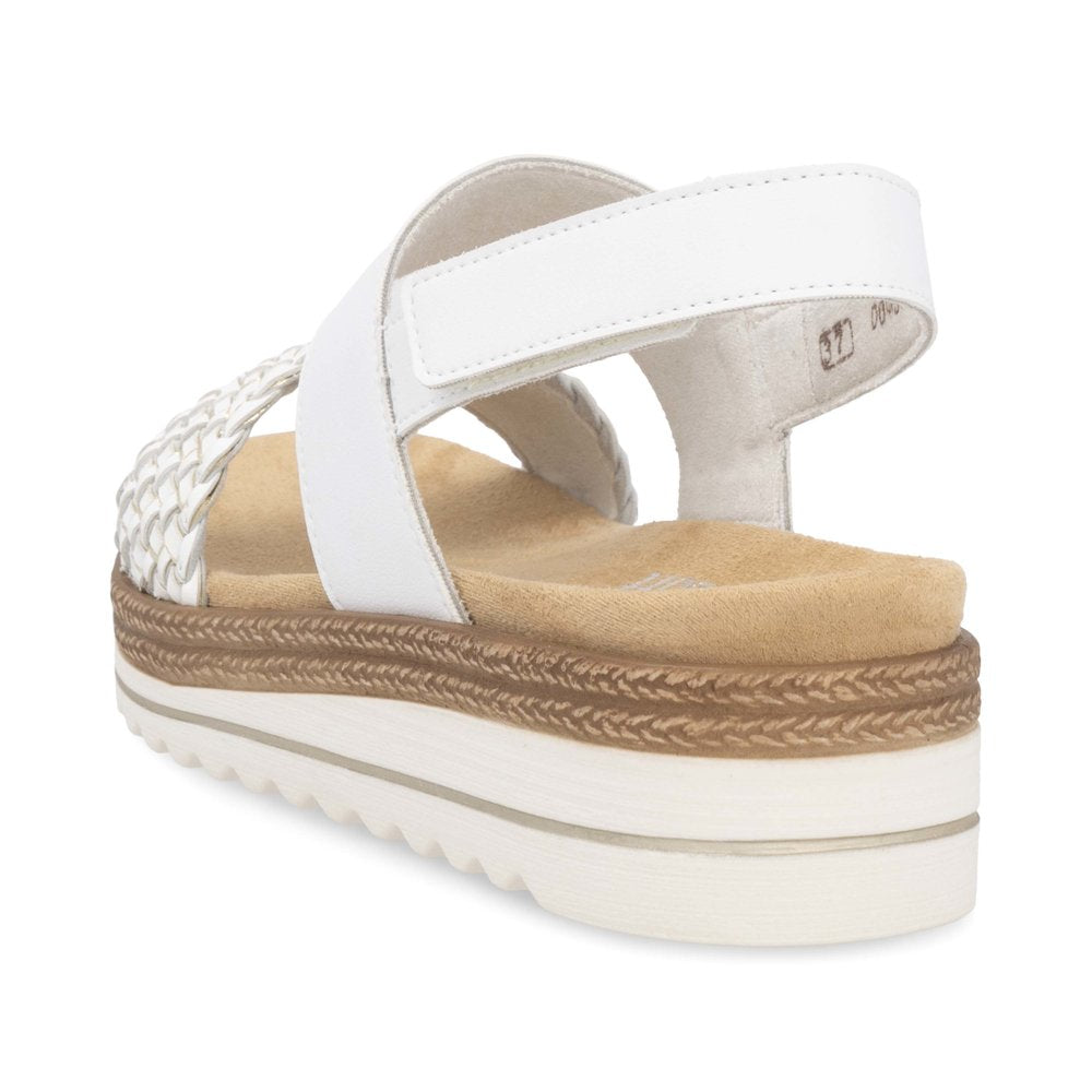 Remonte D0Q56-80 White & Gold Weave Combi Sandals with Slingback Strap