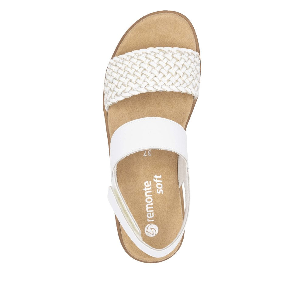 Remonte D0Q56-80 White & Gold Weave Combi Sandals with Slingback Strap