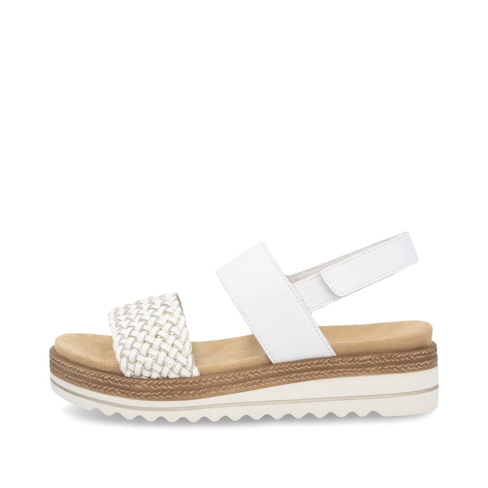 Remonte D0Q56-80 White & Gold Weave Combi Sandals with Slingback Strap