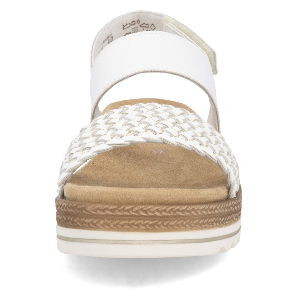 Remonte D0Q56-80 White & Gold Weave Combi Sandals with Slingback Strap