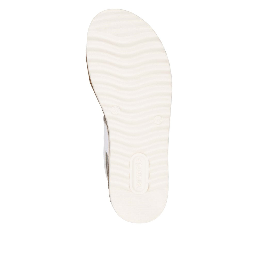 Remonte D0Q56-80 White & Gold Weave Combi Sandals with Slingback Strap