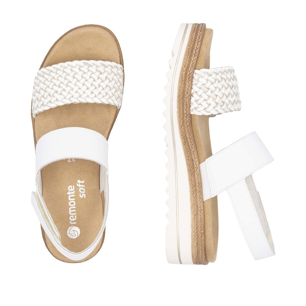Remonte D0Q56-80 White & Gold Weave Combi Sandals with Slingback Strap