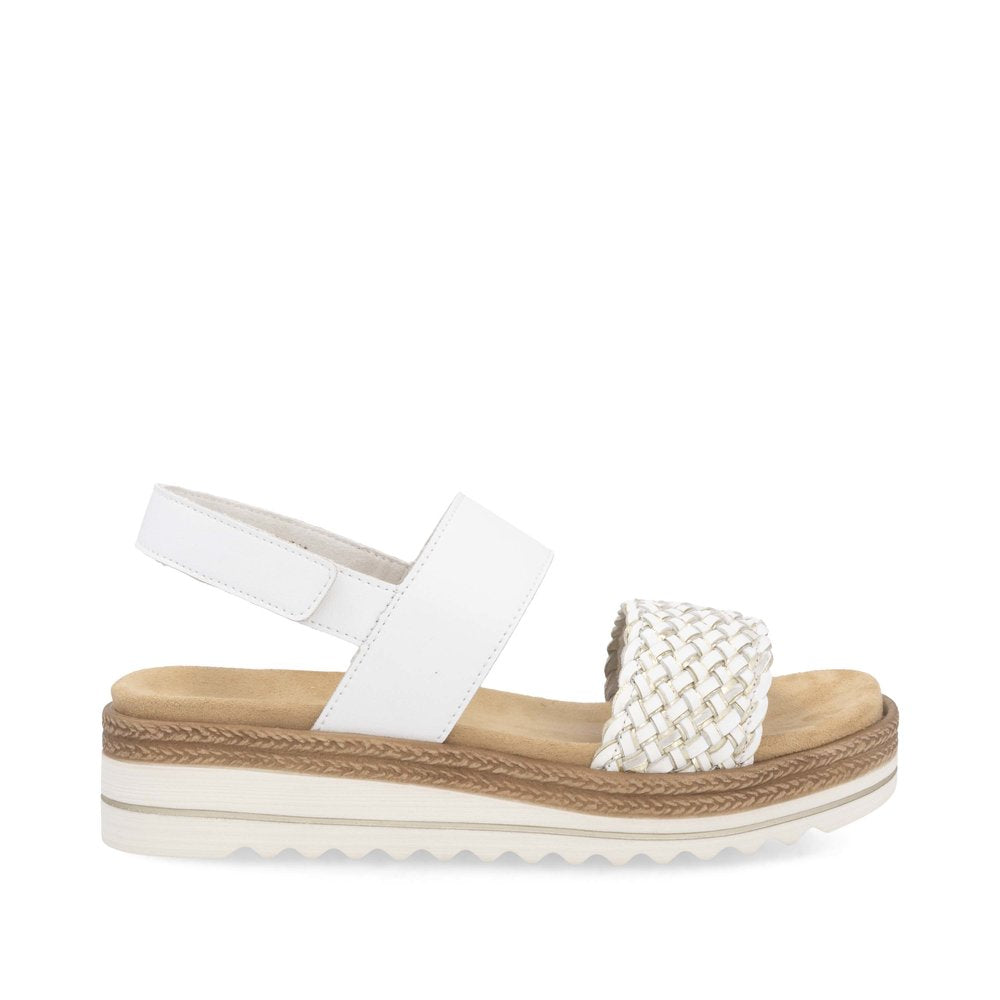 Remonte D0Q56-80 White & Gold Weave Combi Sandals with Slingback Strap